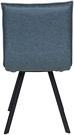 Комплект от 2 кожени столове за кухня и трапезария LeisureMod Wesley с метални крака (павлиньего цвят)