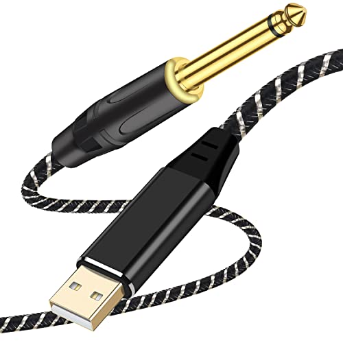 NCGGY USB Китара Кабел за Китара С 1/4 Инча TS Включете към Компютъра USB Интерфейсния Кабел-Адаптер за Инструменти, Записващи Пеене,