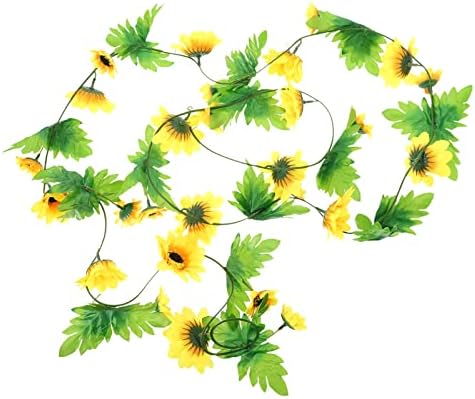 Theaque Изкуствена Подсолнечная Венец Лоза Изкуствени Цветя, Подвесная Венец Пролет Лято Подсолнечная Лозови Листа