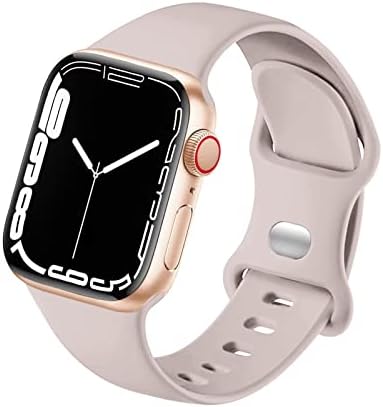 Hotflow е Съвместим с джапанки Apple Watch 38 мм, 40 мм 41 мм, спортен каишка, силиконово гривната, съвместими с iWatch серия 8/7/6/5/4/3/2/1 / SE [Розов пясък, M / L]