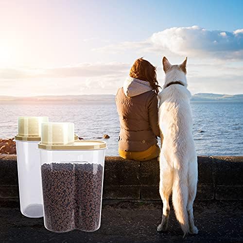 GreenJoy 2 Опаковка, контейнер за съхранение на храна за домашни любимци обем 2 кг / 2,5 л с Мерным Чаша, Капачки за буркани и Купата за най-Малките Кучета, Котки, Водоустойч