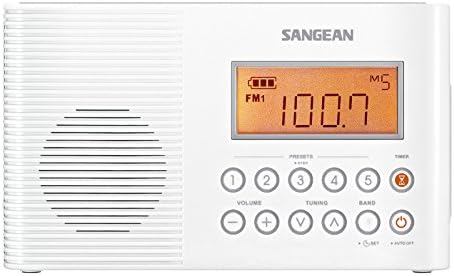 Sangean H201 Портативен AM/FM/Сигнал за времето Цифрова Настройка, Водоустойчива Душ Радио Бял