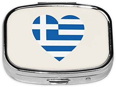 Любовта На Гръцки Флаг Квадратна Мини-Кутия За Хапчета Пътни Служби За Лекарства Организатор Преносим Метален Калъф За Хапчета