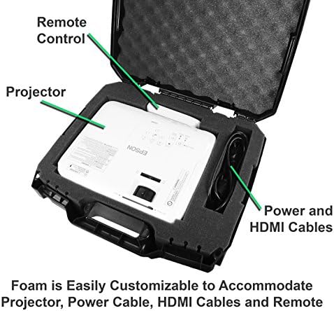 Твърд калъф за домашно видео проектор CASEMATIX е Съвместим с 3D-проектори PowerLite и Home Cinema DLP WXGA 1080p за някои модели Pro EX9200, 1781 W, 1761 W, 1284,640, 740HD, 1040 и повече, само в джоба