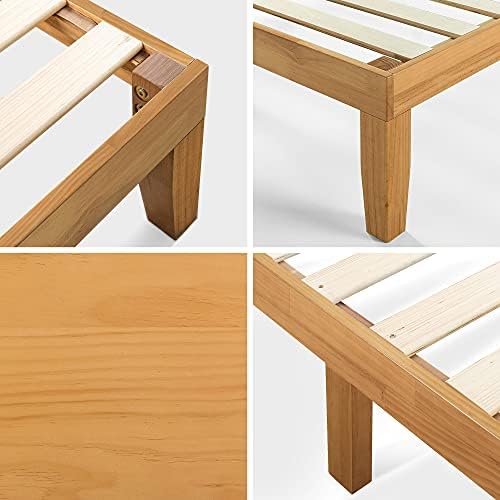 Рамка на легло-платформа ZINUS Moiz от дърво / Стълб от дървени талпи / Пружинен блок не се изисква / Лесен монтаж, Натурална, Двойна