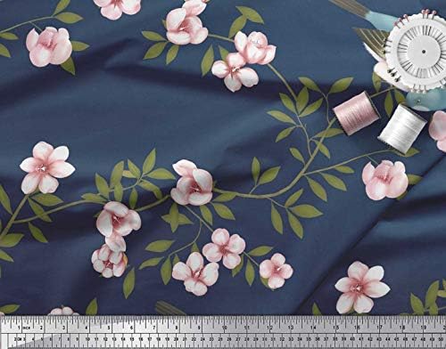 Плат от futon батиста Soimoi с листа, цветя принтом и участието на голубиной птици ширина парцела 42 инча