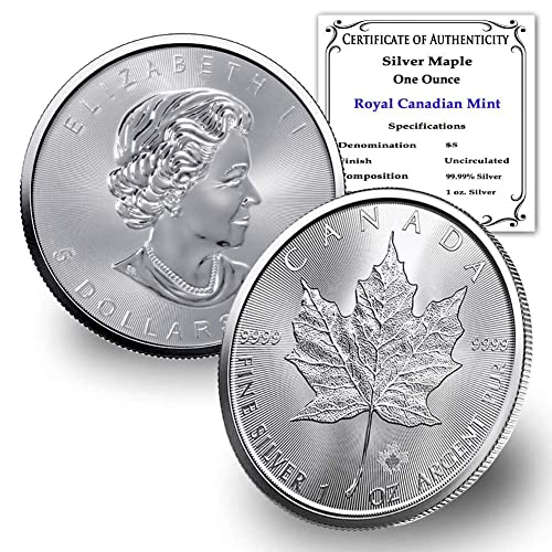 2022 CA Лот от (5) сребърни монети с канадски кленов лист с тегло 1 унция, Блестящи, без да се прибягва, със сертификати за автентичност