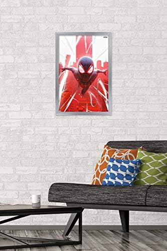 Trends International Marvel's Човекът-паяк: Майлс Моралес - Плакат на Падането на стената с магнитна рамка, 22,375 x 34 премиум-принт