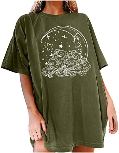 Горната Риза за момичета, Есен-Лято 2023, Модни Памучен Риза Свободно Намаляване с Къс ръкав и Кръгло деколте, Средновековната Риза