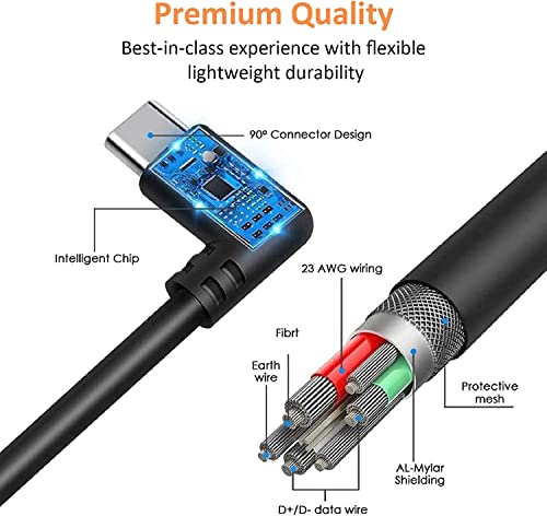BEJOY Обновен кабел с дължина 16 метра (5 м), USB 3.2 Gen1 C към кабел, и Висока скорост с усилване на сигнала, кабел за бързо зареждане