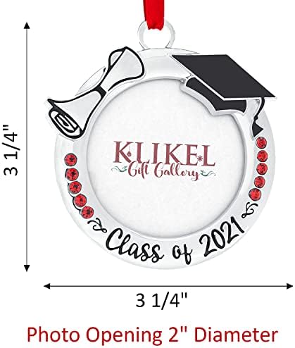 Украса за снимки Klikel клас 2021 година - Декорация за рамки клас 2021 г. Сребърна Коледна украса - Украса за снимки клас 2021