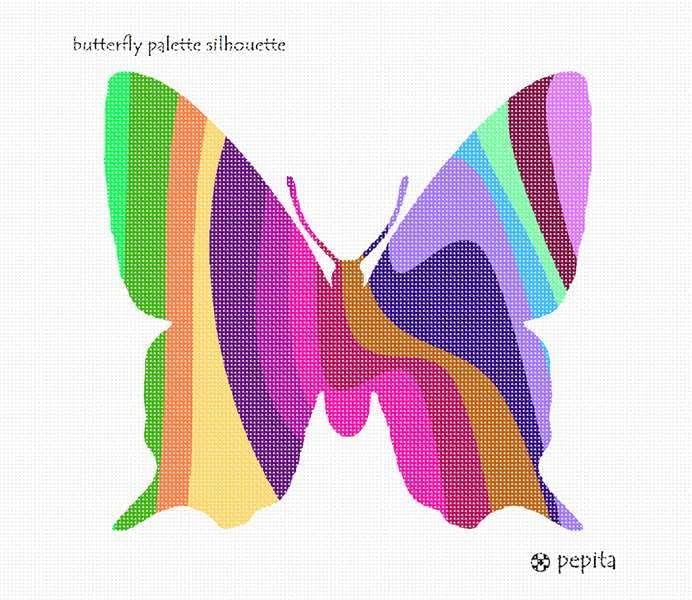 комплект за бродиране pepita: Силует палитра пеперуди, 10 x 10