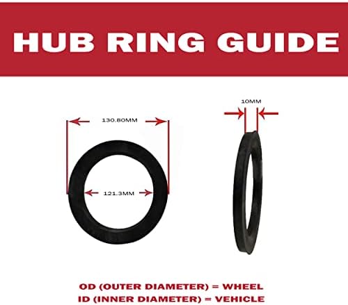 Джанти аксесоари Комплект от детайли от 4 центрирующих пръстените на главината с диаметър от 130,80 мм до 121,30 мм, поликарбонат (Пръстен на главината на колелото, 4 комп?