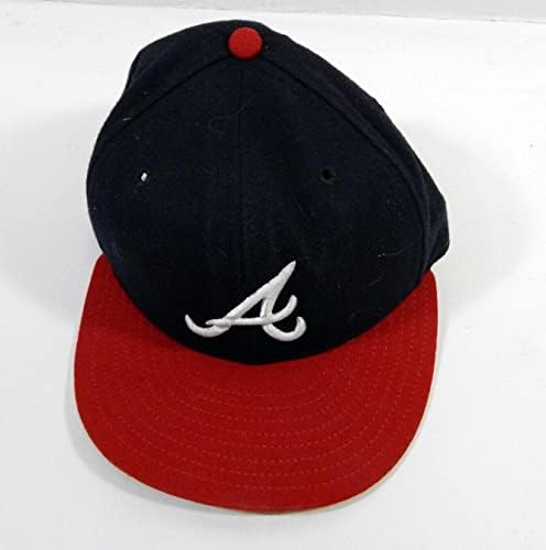 Атланта Брейвз Джо Боровски Използван в играта тъмно синя шапка 7 DP22863 - Използваните в играта шапки MLB