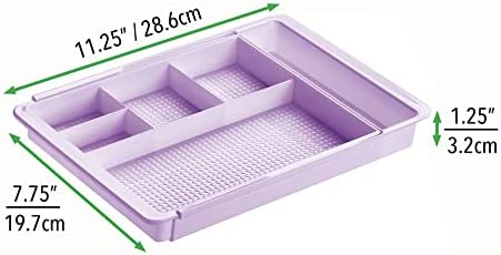 mDesign Прибиращ се Пластмасов кутия-органайзер с 7 отделения за баня и тоалетна масичка - идеален за съхранение на козметика, четка