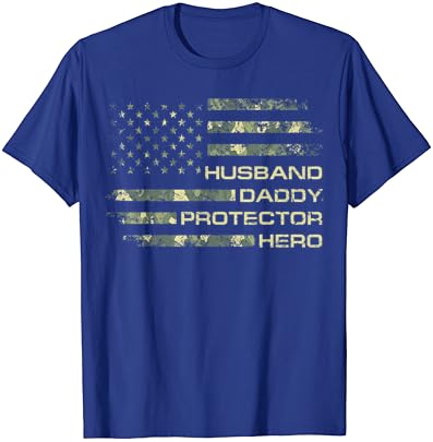 Мъжки Камуфляжная Тениска с Американския Флаг Мъж Татко Защитник Герой на Деня на Бащите