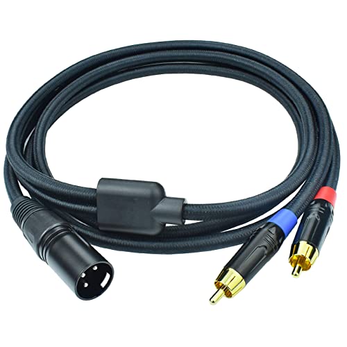 Ihurlu Разъемный кабел RCA-XLR конектор Y, 3,3 Метра, Двоен Адаптер за Аудио-кръпка-корда RCA-XLR конектор, Найлон Плитка, Сверхпрочный, без шум, с медна екраниран, за Смесител, С