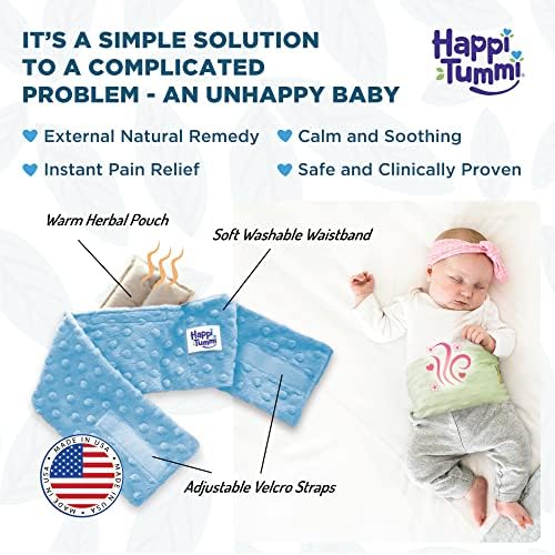 Happi Tummi Baby Gas Relief Напълно Естествена Обвивка на корема Натурална Билкова Ароматерапия за бебета и бебета с Колики, на