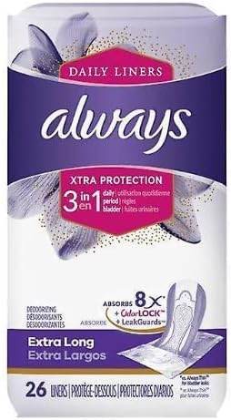 Дневни подложки Always Xtra Protection 3-в-1 Продълговата форма, без мирис 26 Карата