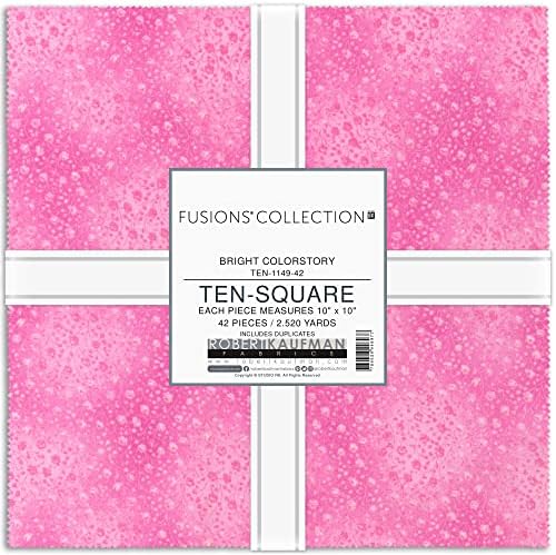 Торта на пластове Fusions Bright Ten Square 42 от 10-инчови квадратчета Robert Kaufman Fabrics TEN-1149-42