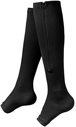 LIRUXUN Компресия чорапи с цип за Жени и Мъже, Циркулационни Чорапогащи до Коляното Чорапи с пръсти, за разходки, Джогинг, Пешеходен туризъм (Цвят: D, Размер: L-XL)