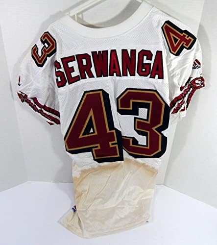 1999 San Francisco 49ers Wasswa Serwanga 43 Играта, Пусната В бяла тениска 44 DP46972 - Използваните тениски за игри NFL без подпис