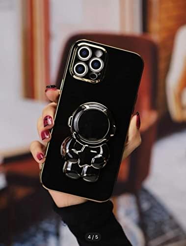 Калъф за iPhone 13 С Покритие покритие Astronaut Луксозен и Елегантен Калъф Протектор Камера Поставка За Краката Противоударная Защитно Ъглова Делото Калъф за iPhone 13 -Черен