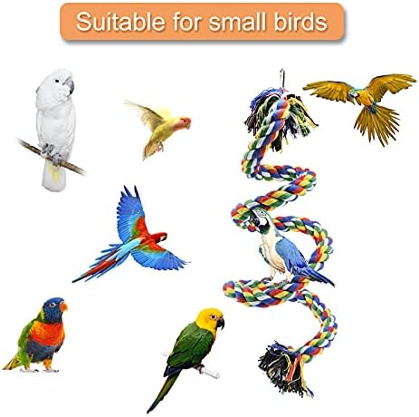 Убежища за птиците WishLotus, папагал, цветни играчки-люлка на въже за катерене, поставка за папагали с камбана и извънбордов скоба