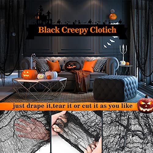 Зловеща Кърпа за Хелоуин Черна 80 × 400 инча - Като украса За Хелоуин - Ужасни, Ужасни Украса За Хелоуин На открито На закрито