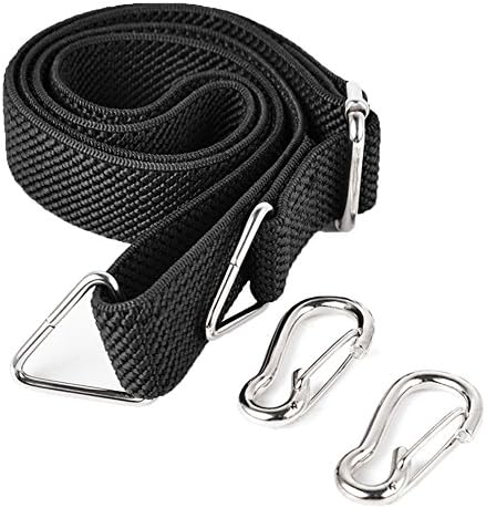 Marcobrothers Плосък Бънджи кабел с куки, регулируема по размер (черен, ADJ 48 инча)