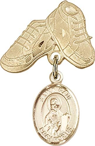 Детски икона Jewels Мания за талисман на Свети Апостол Павел и игла за детски сапожек | Детски иконата със златен пълнеж с талисман