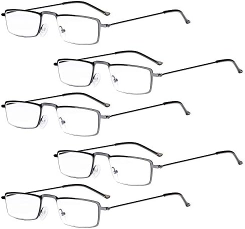 Eyekepper 5-Pack Директни Тънки Щампован Очила В Метални Рамки В стил полу-маска За четене Gunmetal