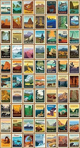 Плакатная панел Riley Blake National Parks размер на 69 x 43 (3 Панела) с пясъчни границите са, Кърпа за Капитониране, дрехи и аксесоари