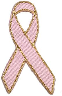 Altotux Самозалепващи Розовата Лента за информиране за рака на гърдата, Сатен Нашивка с Метална Златна Нишка, Стикер, Пришитая Желязо