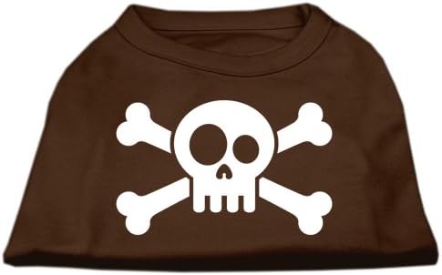 Mirage Стоки за домашни любимци Тениска с Трафаретным принтом на Черепа и Скръстени на костите Кафява XS (8)
