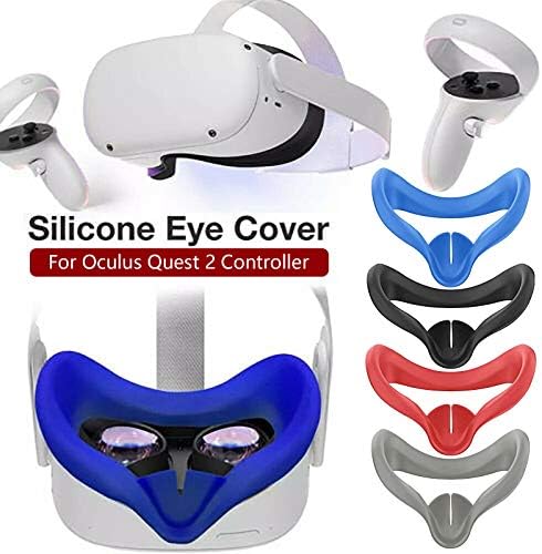 sanbonepd Защитен калъф за очи, силиконов тампон за лещи, 2 кожни своята практика, спортни, защитни очила Quest Oculus Sports (син, черен, червен, сив, един размер)