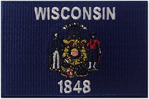 Флаг на щата Уисконсин, Бродирана Емблема, Желязо На Зашит WI Нашивке