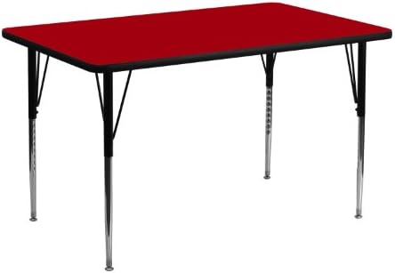 Маса за практикуване на Flash Furniture 24 W x 48L Правоъгълен, от червено термоламината, със стандартни регулируеми по височина крака