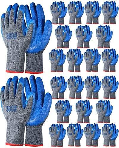 Nuogo 24 Чифта Гумени Латексови Работни Ръкавици С Двойно покритие, Големи Градински Ръкавици, Предпазни Работни Ръкавици, Строителни