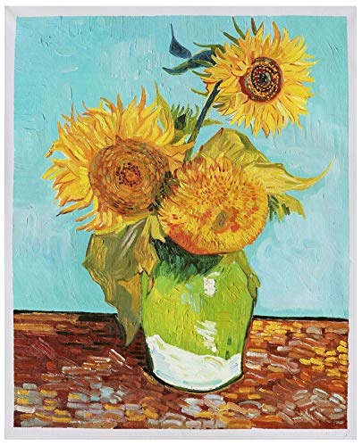 Три семки във ваза - висококачествено възпроизвеждане на картини с маслени бои с ръчно рисувани Винсент Ван Гог, ваза с цветя под