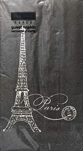 Хартия Harman | Париж | Кърпи за гости Хартиени Салфетки за Шведска маса | Черни | 16-каратные