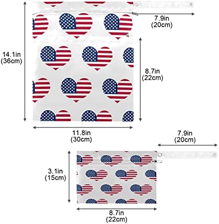 ZZXXB Американски Флаг Сърцето си за Любовта Водоустойчив Влажна Чанта за многократна употреба Текстилен Влажна Пелена Суха Чанта