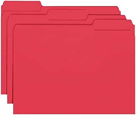 Smead 10267 Вътрешна папка за файлове, издълбани върху 1/3 от горната част на раздела, червена буква 100 / кутия