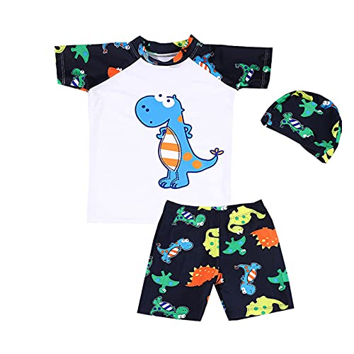 Едно парче бански за момичета, Бански костюм с Динозавром Бански За момчета, Плажен бански за малки момичета (Бял, 5-7 години)