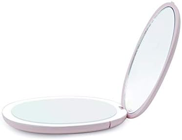 BEIAKE Led Огледало за Грим с Подсветка с Малко Огледало, Модел за зареждане чрез USB, Складное Ультратонкое Лесно Огледало за Баня, Бял