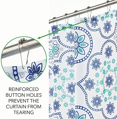 mDesign Декоративна завеса за душ с принтом под формата на медальон от леката грижа на тъканите с повишен панти за душ кабини и