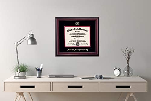 OCM DiplomaDisplay Традиционната рамка за червени птици Университета на Илинойс | 8 x 10 Дипломни сертификати | Черен / Череша мат