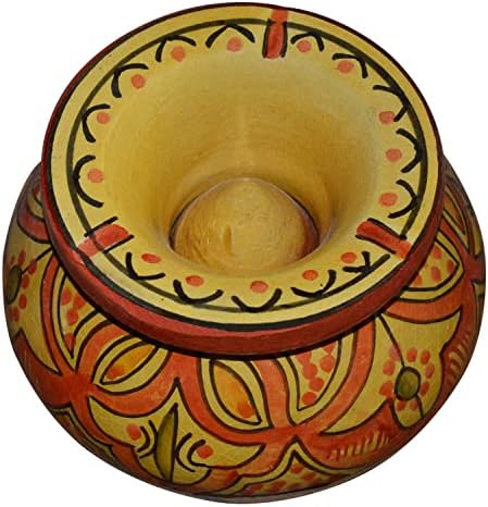 Керамични Пепелници Марокански Ръчно изработени Бездимни Изискани Големи Остъклени Жълт Цвят