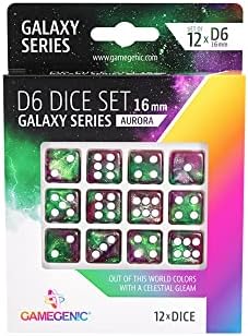 Комплект кубчета Galaxy серия Aurora D6 | Комплект от 12 Шестоъгълни ледени кубчета | Висококачествени Полимерни Кубчета за игра