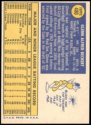 1970 Topps 480 Глен Бекерт Чикаго Къбс (Бейзболна картичка) Ню Йорк /MT Cubs